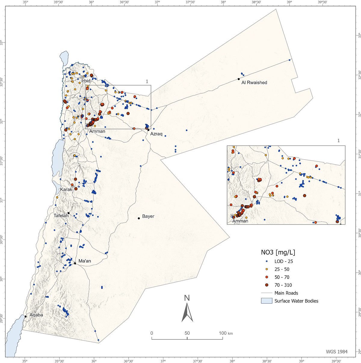 Nitrate in Groundwater in Jordan