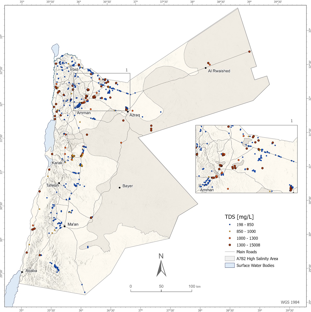 TDS in Groudnwater in Jordan